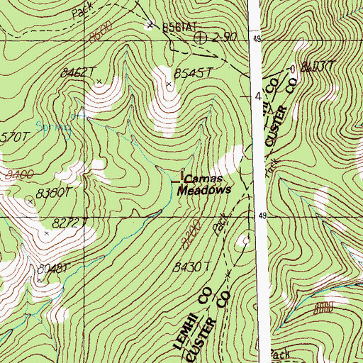 Topographic Map of Camas Meadows, ID