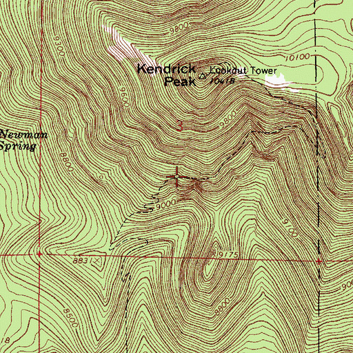 Topographic Map of Kendrick Peak Trail, AZ