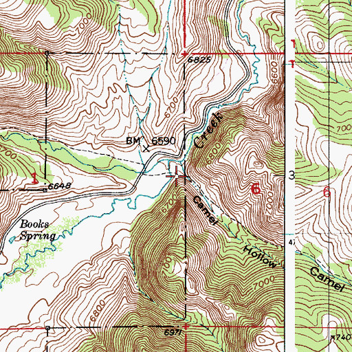 Topographic Map of Camel Hollow, ID