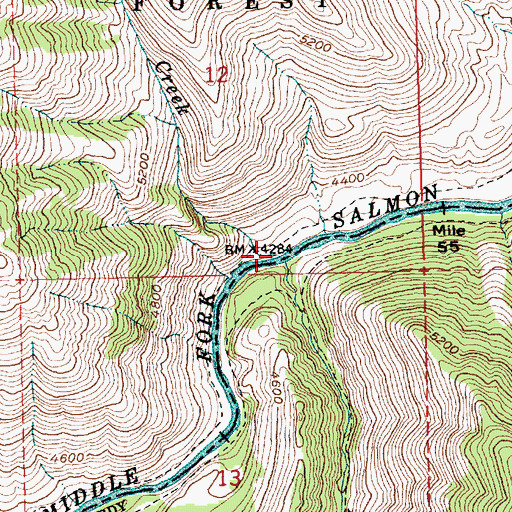 Topographic Map of Cameron Creek, ID