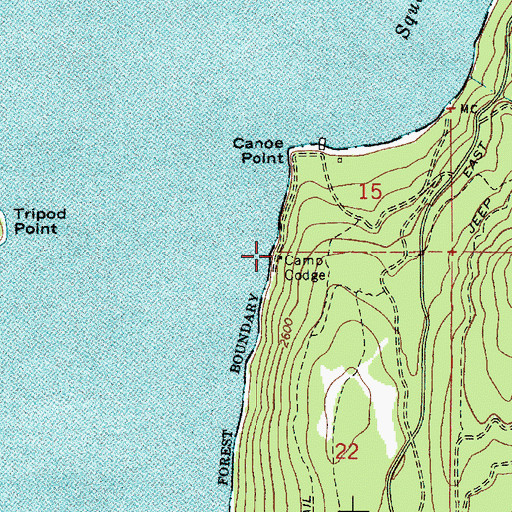 Topographic Map of Camp Codge, ID