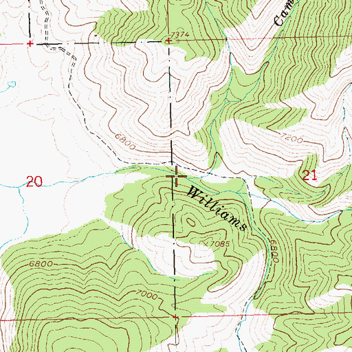 Topographic Map of Camp Creek, ID