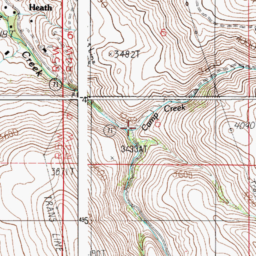 Topographic Map of Camp Creek, ID