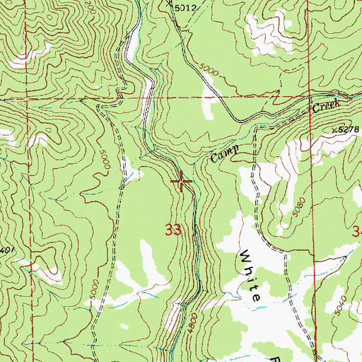 Topographic Map of Camp Creek, ID