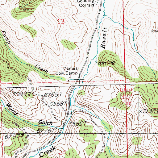 Topographic Map of Camp Creek, ID