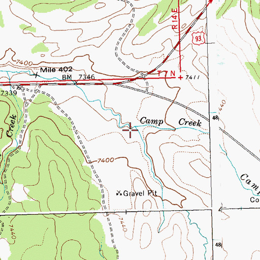 Topographic Map of Camp Creek, ID
