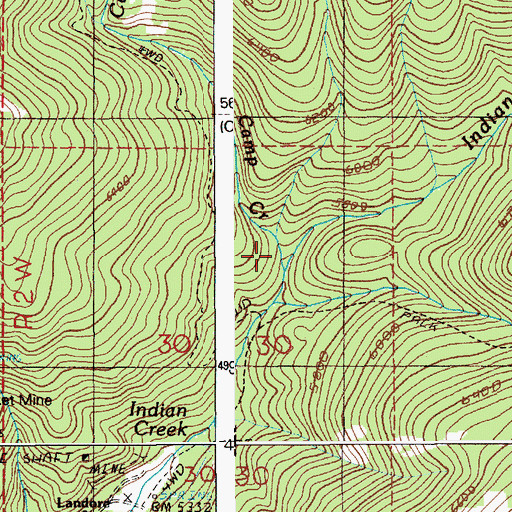 Topographic Map of Camp Creek, ID