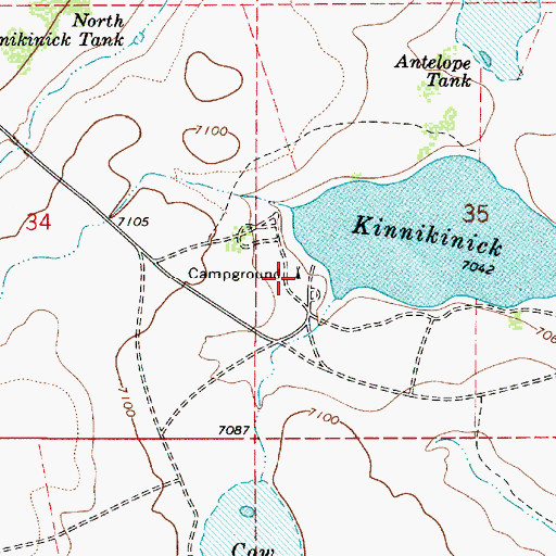 Topographic Map of Kinnikinick Campground, AZ