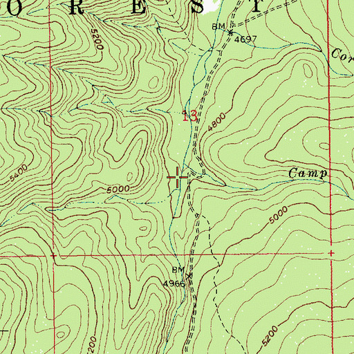 Topographic Map of Camp Creek, ID