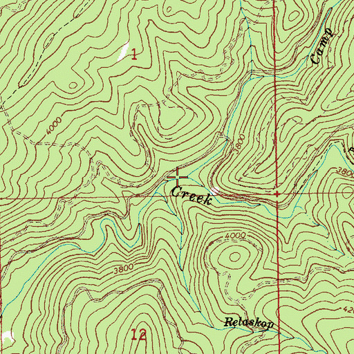 Topographic Map of Camp Creek, ID