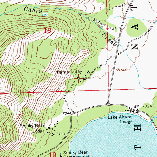 Topographic Map of Luther Heights Camp, ID