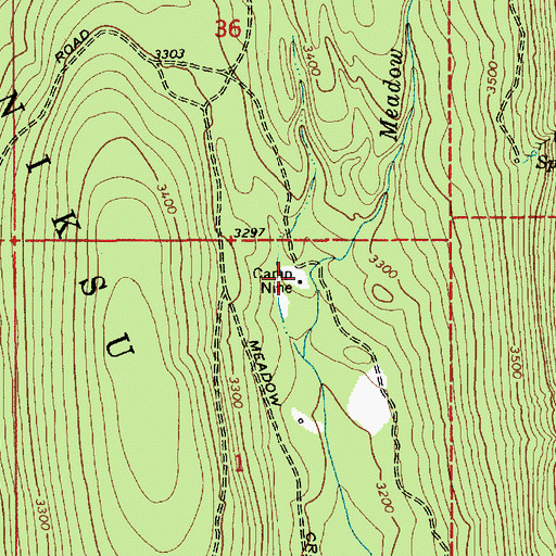 Topographic Map of Camp Nine, ID