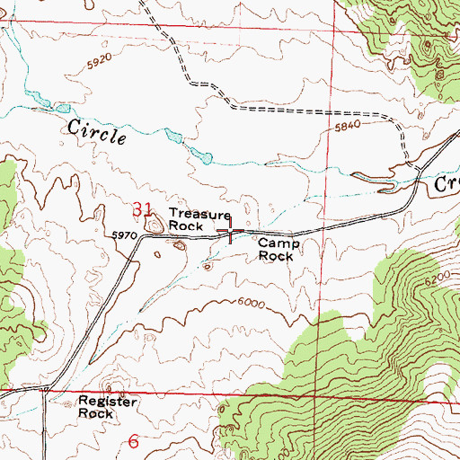 Topographic Map of Camp Rock, ID