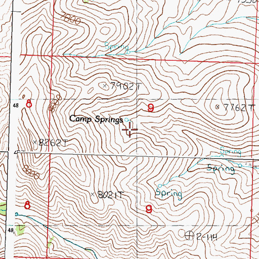 Topographic Map of Camp Springs, ID