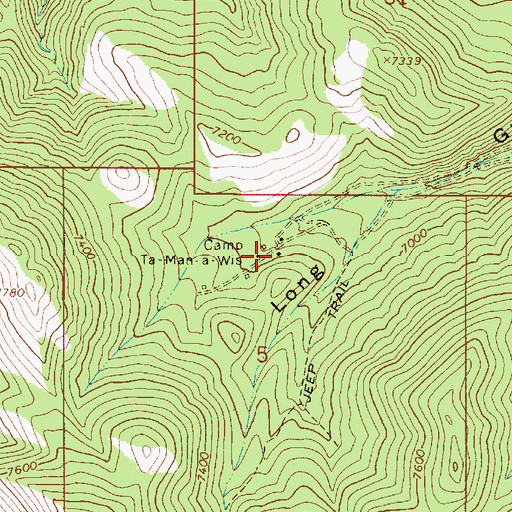 Topographic Map of Camp Ta-Man-a-Wis, ID