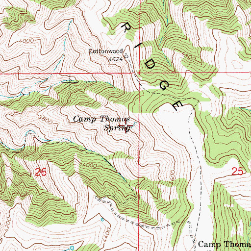 Topographic Map of Camp Thomas Spring, ID