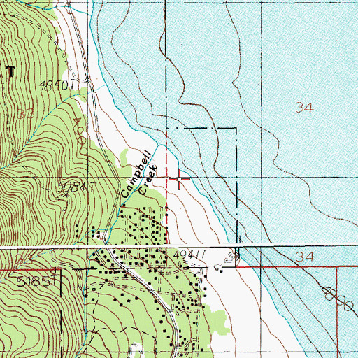 Topographic Map of Campbell Creek, ID