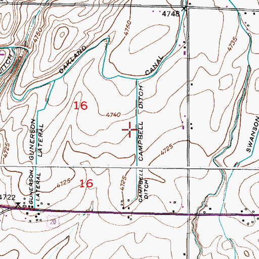 Topographic Map of Campbell Ditch, ID