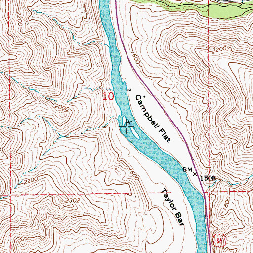 Topographic Map of Campbell Flat, ID