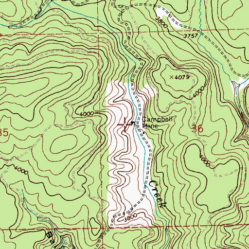 Topographic Map of Campbell Mine, ID