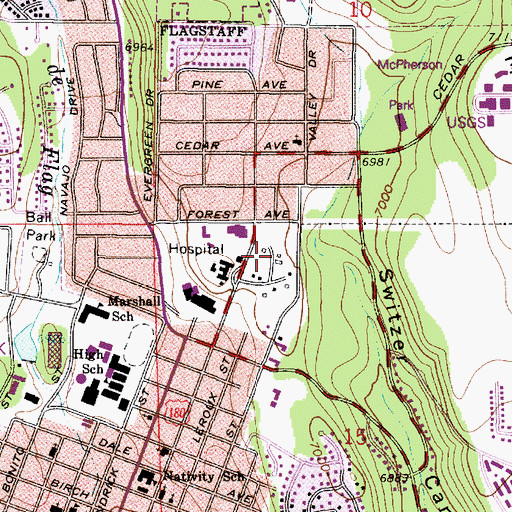 Topographic Map of Knob Hill Ranger Station, AZ
