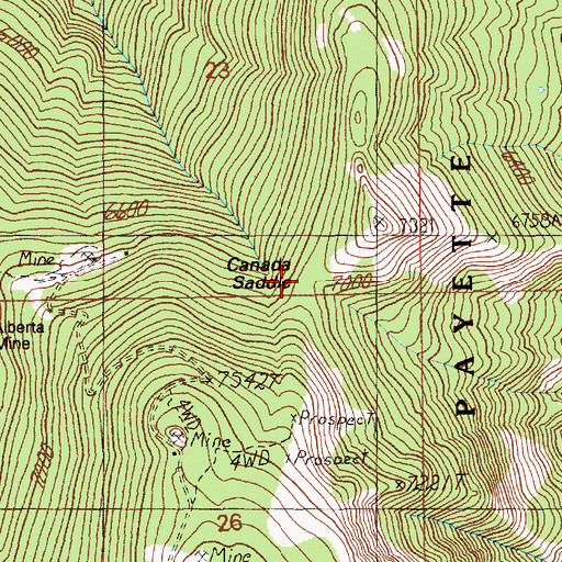Topographic Map of Canada Saddle, ID