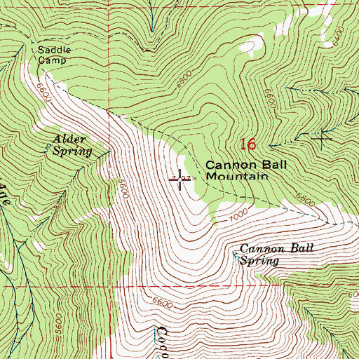 Topographic Map of Cannon Ball Mountain, ID
