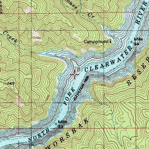 Topographic Map of Canoe Creek, ID