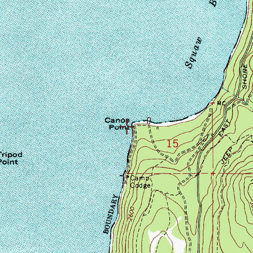 Topographic Map of Canoe Point, ID