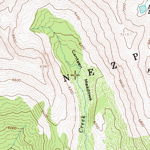 Topographic Map of Canteen Meadows, ID