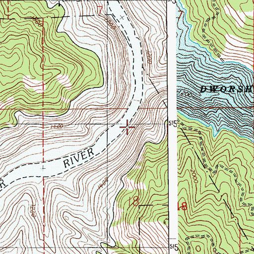 Topographic Map of Canyon Creek, ID