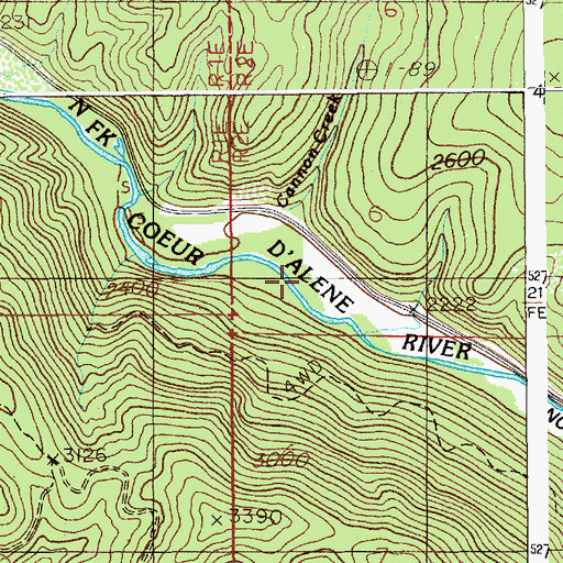 Topographic Map of Canyon Creek, ID