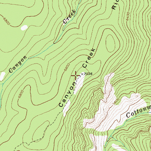 Topographic Map of Canyon Creek Ridge, ID