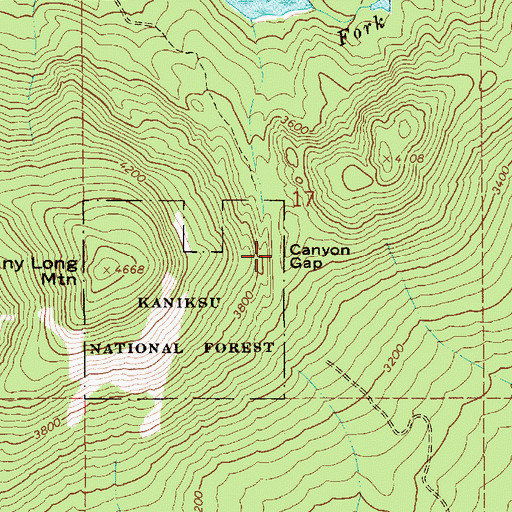 Topographic Map of Canyon Gap, ID