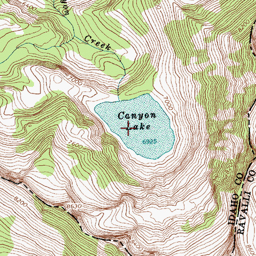 Topographic Map of Canyon Lake, ID