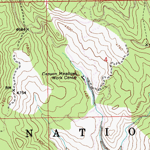 Topographic Map of Canyon Meadows Work Center, ID
