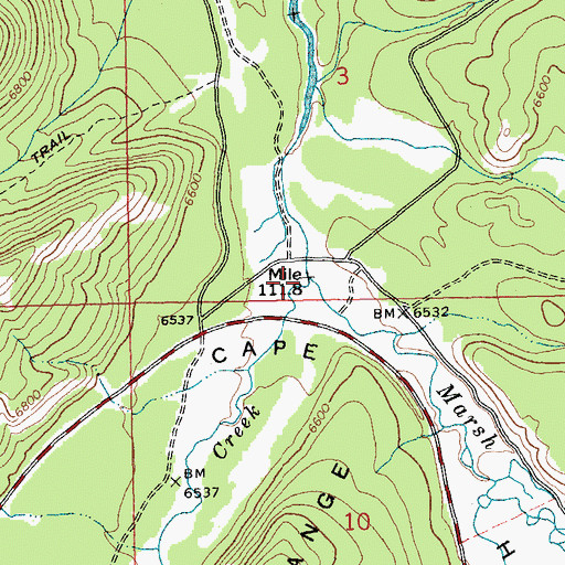 Topographic Map of Cape Horn Creek, ID