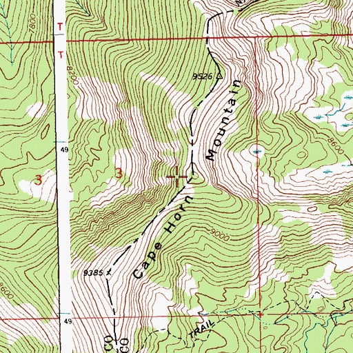Topographic Map of Cape Horn Mountain, ID