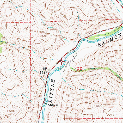 Topographic Map of Captain John Creek, ID