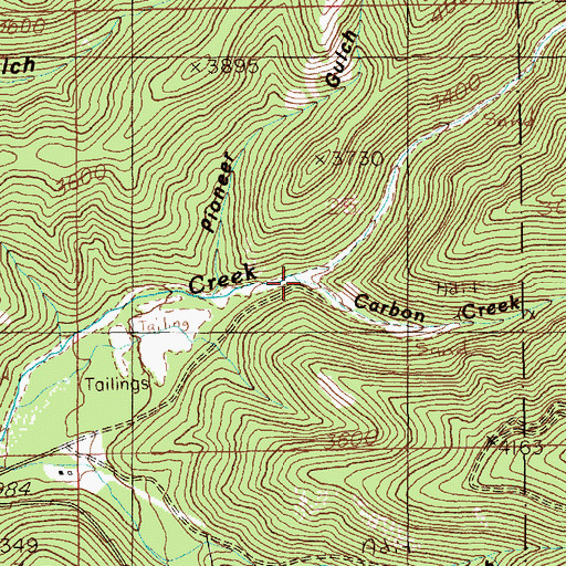 Topographic Map of Carbon Creek, ID