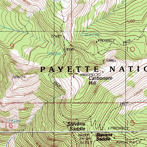 Topographic Map of Carbonate Hill, ID