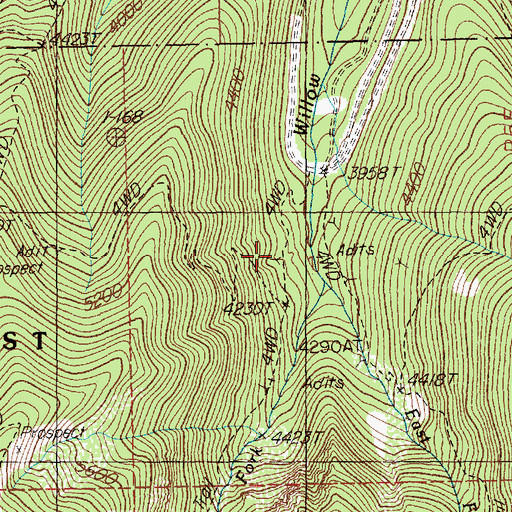 Topographic Map of Carbonate Hill Mine, ID