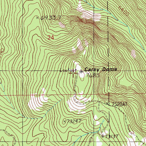 Topographic Map of Carey Dome, ID