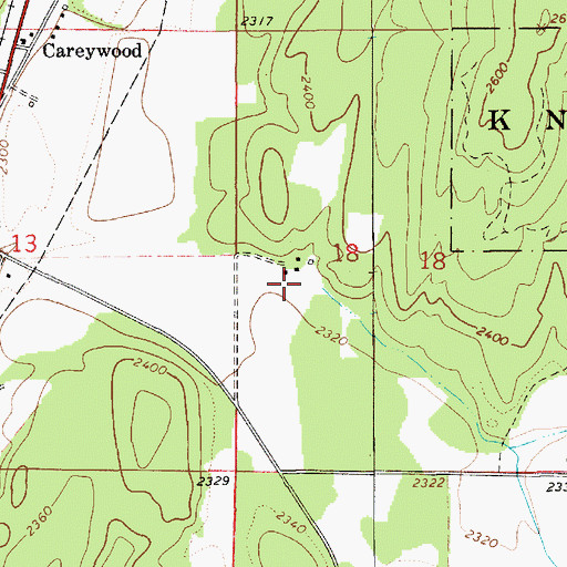 Topographic Map of Careywood Creek, ID