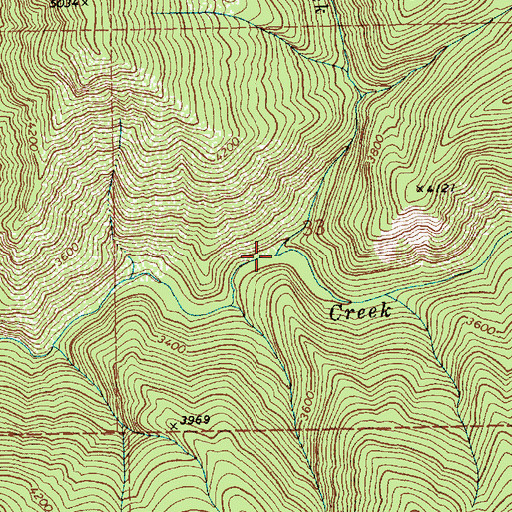 Topographic Map of Caribou Creek, ID
