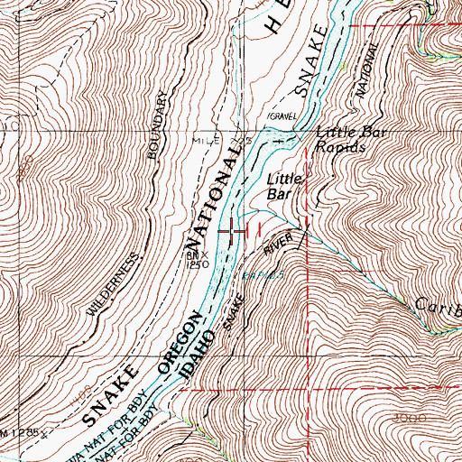 Topographic Map of Caribou Creek, ID