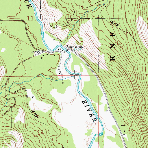 Topographic Map of Caribou Creek, ID