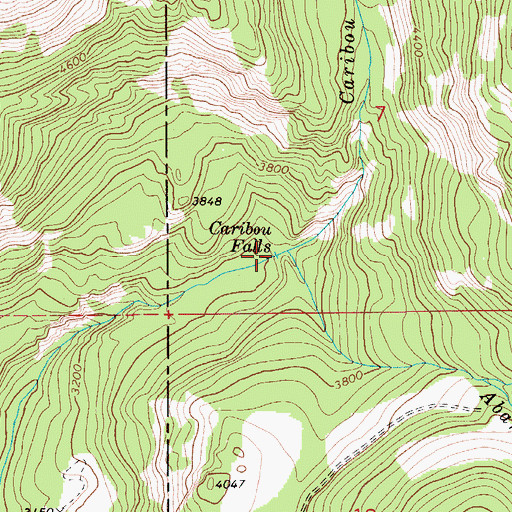 Topographic Map of Caribou Falls, ID