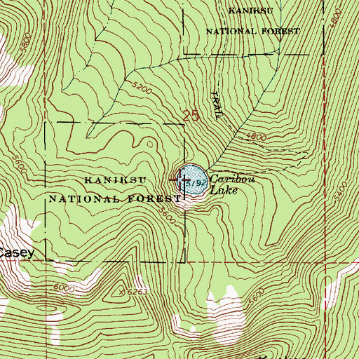 Topographic Map of Caribou Lake, ID