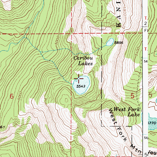 Topographic Map of Caribou Lakes, ID